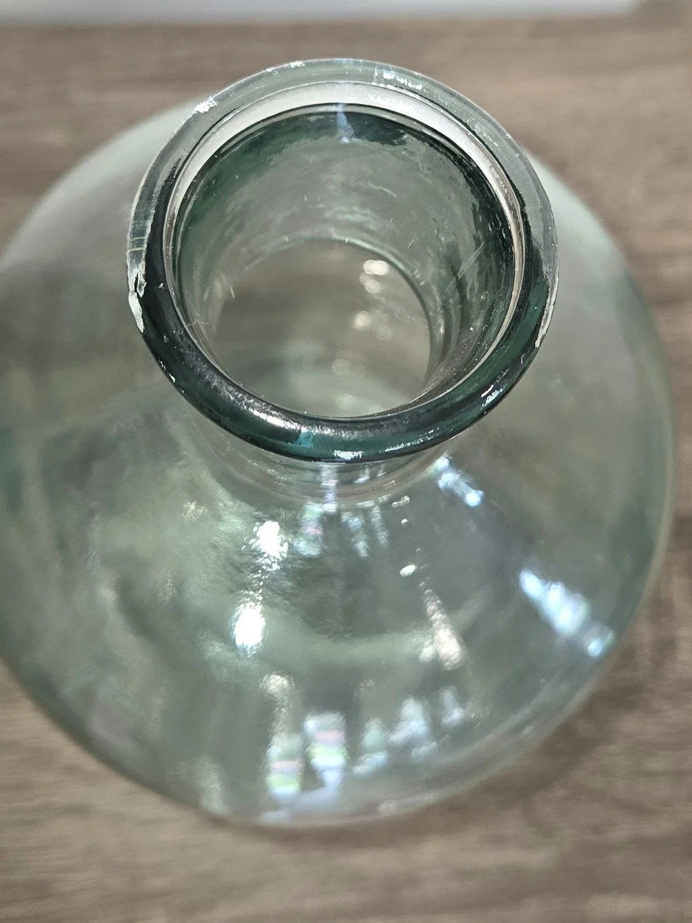 Hand Blown Aqua Green Tint Glass Jug Handle Bottle 11.5